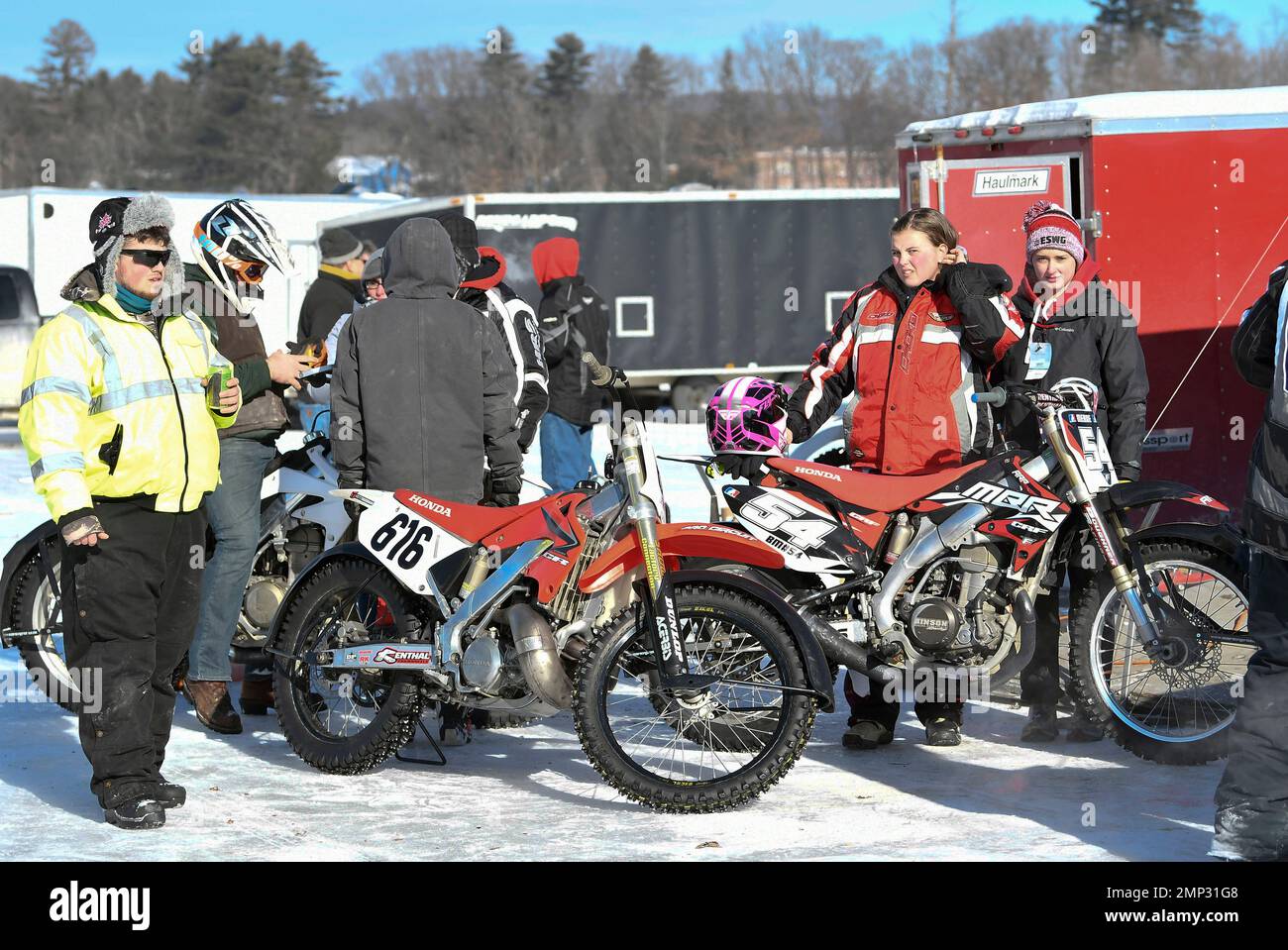 In this Jan. 7, 2018 photo, members of the Electric City Riders ready