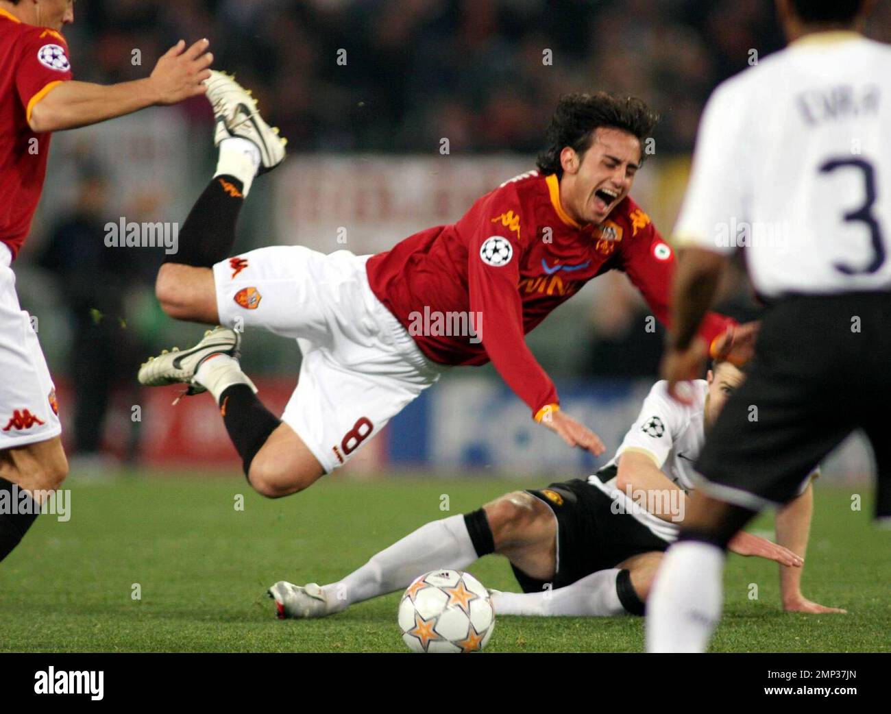 Roma Player Alberto Aquilani during the match Roma-Manchester United for the 2008 Champions League quarterfinals in the Olympic Stadium. Roma loses the match 0-2. Rome, Italy. 4/1/08. Stock Photo