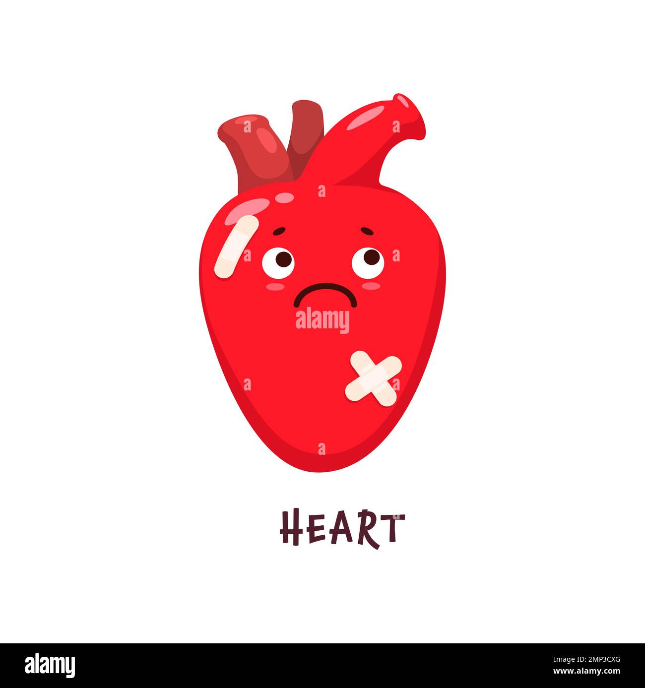 Heart sick body organ character. Injured and unhealthy organ vector