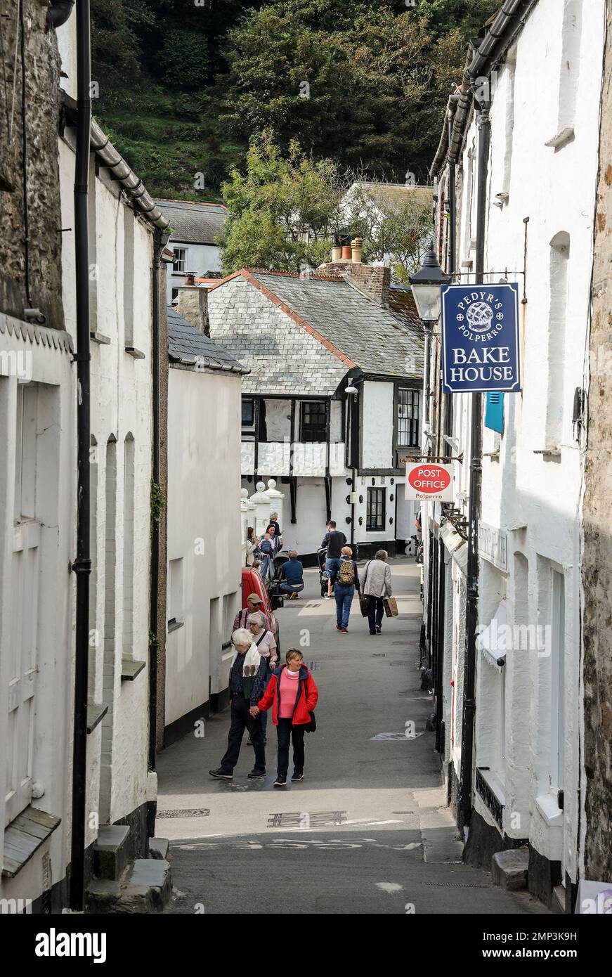 The lower end of Fore Street in Polperro, seen from Talland Hill, with