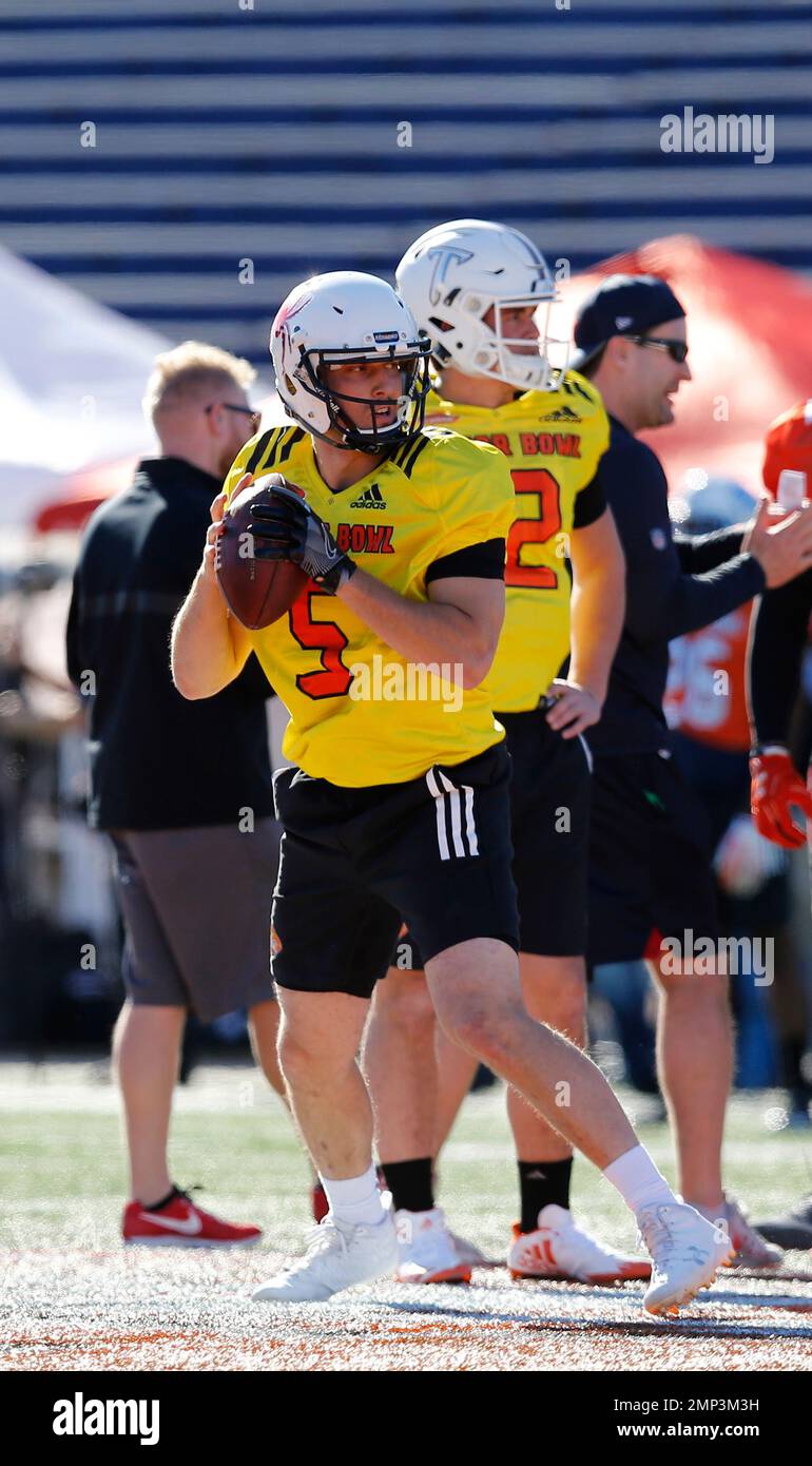 South Squad quarterback Kyle Lauletta of Richmond in action during the South team's practice for