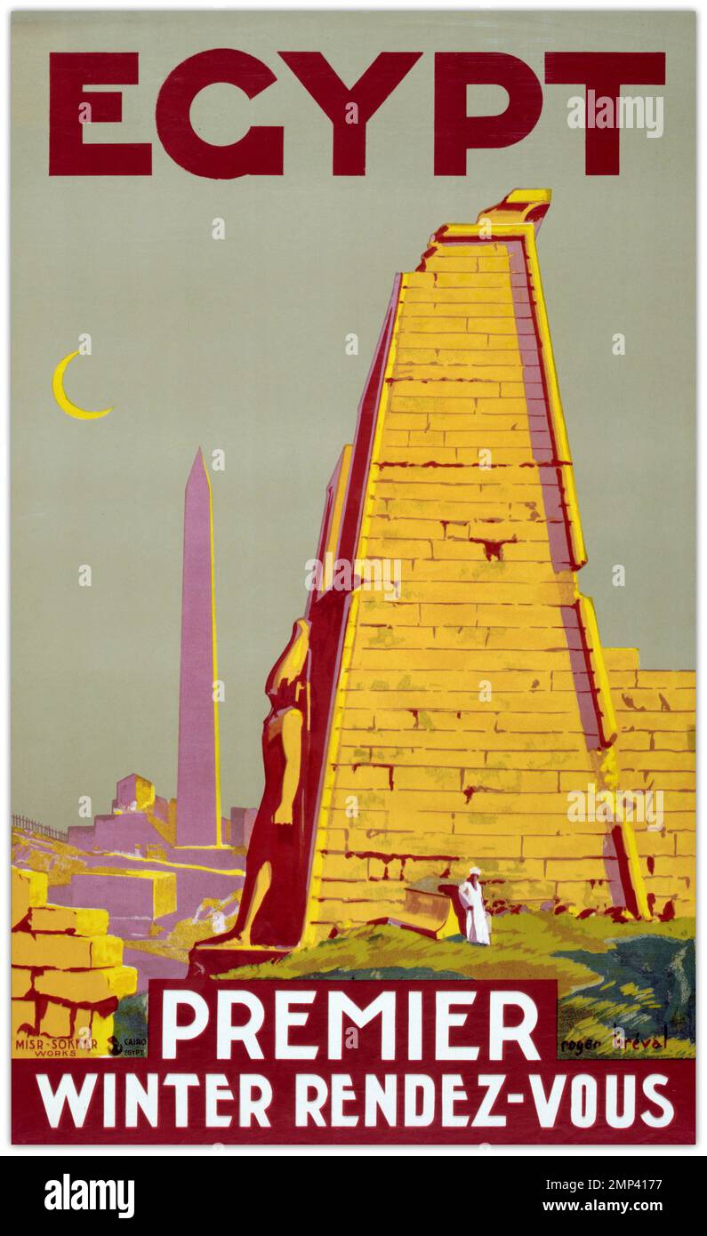 Egypt. Premier Winter Rendez-vous by Roger Breval (dates unknown). Poster published in 1930. Stock Photo