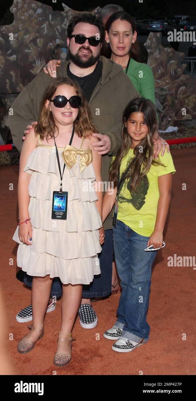Kevin Smith, Jennifer Schwalbach Smith, Harley Quinn Smith and a friend arrive for the world premiere of WALL-E at the Greek Theater in Los Angeles, CA. 6/21/08. Stock Photo