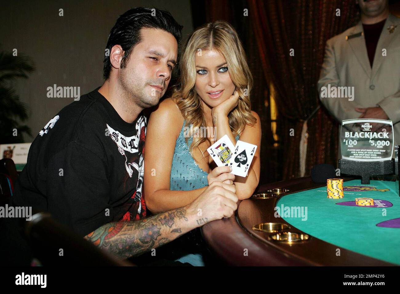 Carmen Electra and FiancŽ Rob Patterson of Korn host "Dealing to the  Stars," the first legal Blackjack game in Florida at the Seminole Hard Rock  Hotel & Casino. Hollywood, FL. 6/22/08 Stock