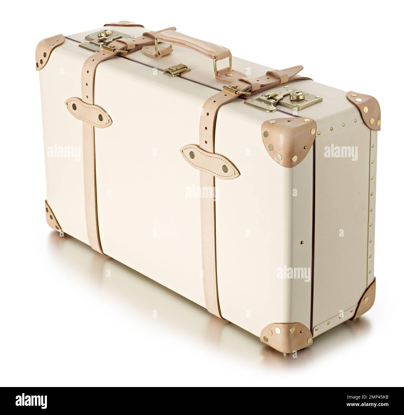 cream suitcase traveller holiday suitcase, travel, luggage, vacation, journey, baggage, bag, tourism, trip, tourist, summer, object, holiday, tour Stock Photo