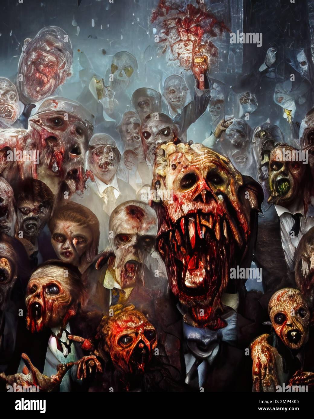 Decadent zombie party concept, generative ai illustration Stock Photo