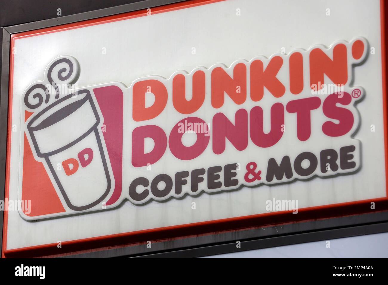 This is the Dunkin' Donuts log on a shop in Mount Lebanon, Pa. Monday