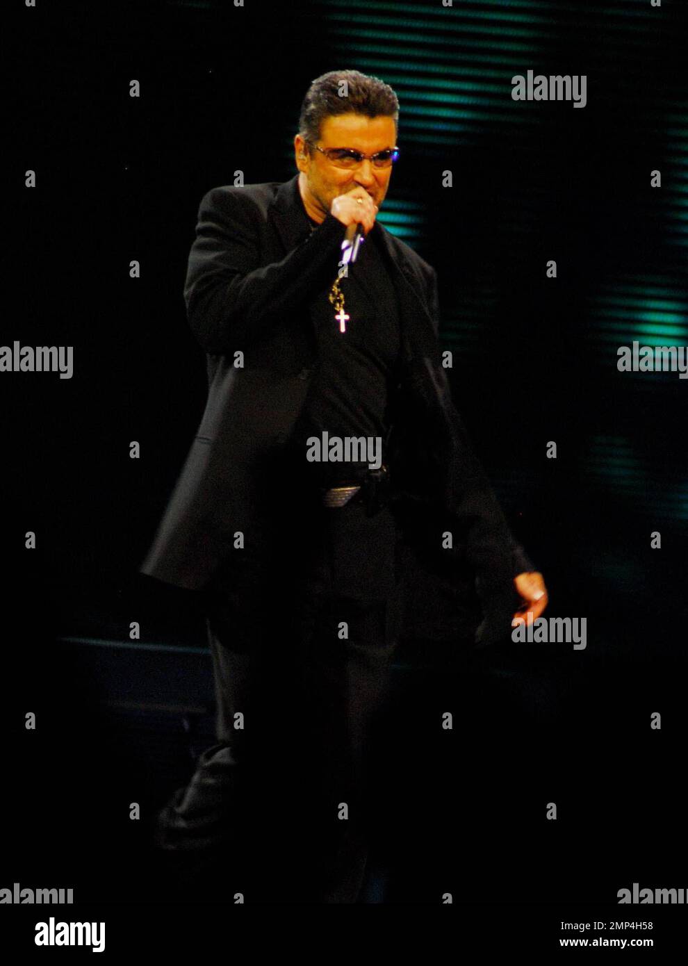 George Michael performs his second sold-out show at Madison Square Garden as he approaches the end of his seven-week, 22-city North American tour. He reportedly said recently that it feels 'incredible' to be touring North America again and that it was his music that got him through years of depression. Michael, who hasn't toured the US in 17 years, has sold more than 85 million albums worldwide with hits including 'Careless Whisper' and 'Faith.' New York, NY. 7/23/08. Stock Photo