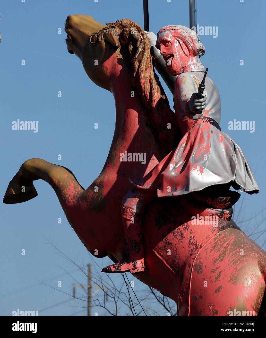 In this Dec. 28, 2017, photo, a statue of Nathan Bedford Forrest, a