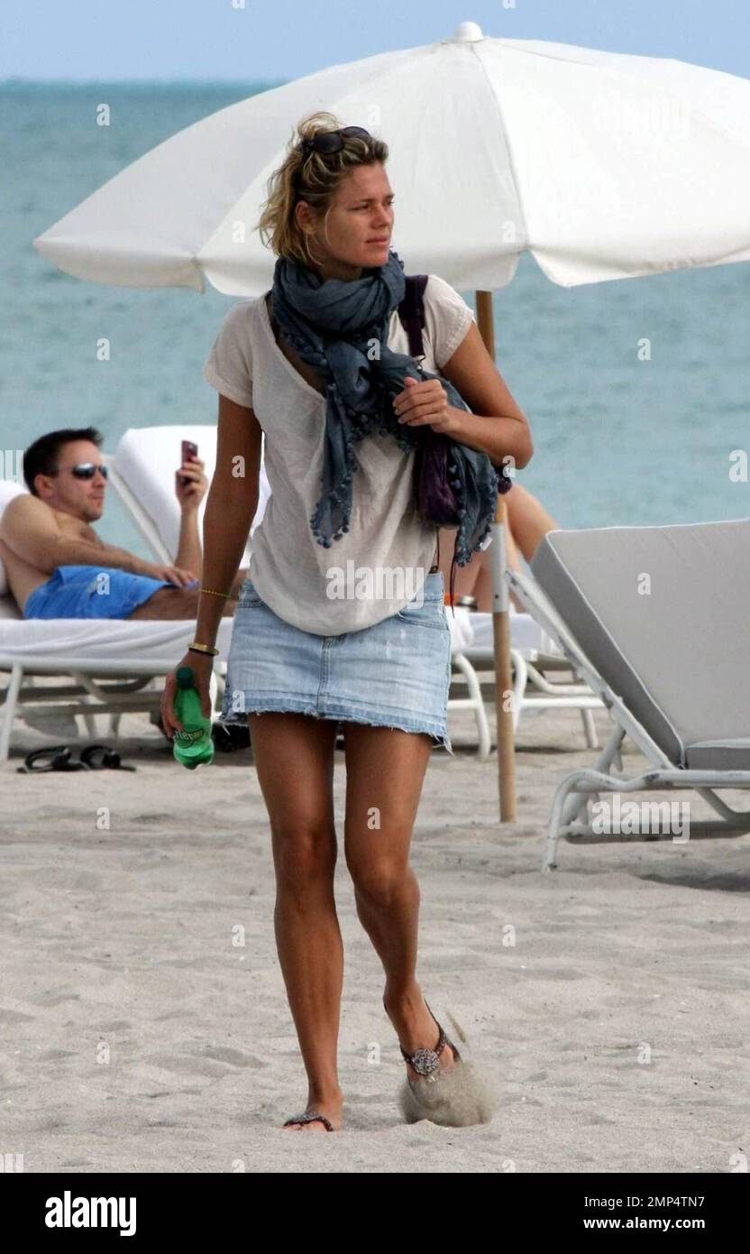 Danish supermodel Camilla Vest lounges in a bikini on South Beach