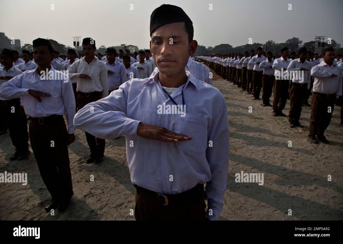 Volunteers of Hindu nationalist Rashtriya Swayamsevak Sangh (RSS), or ...