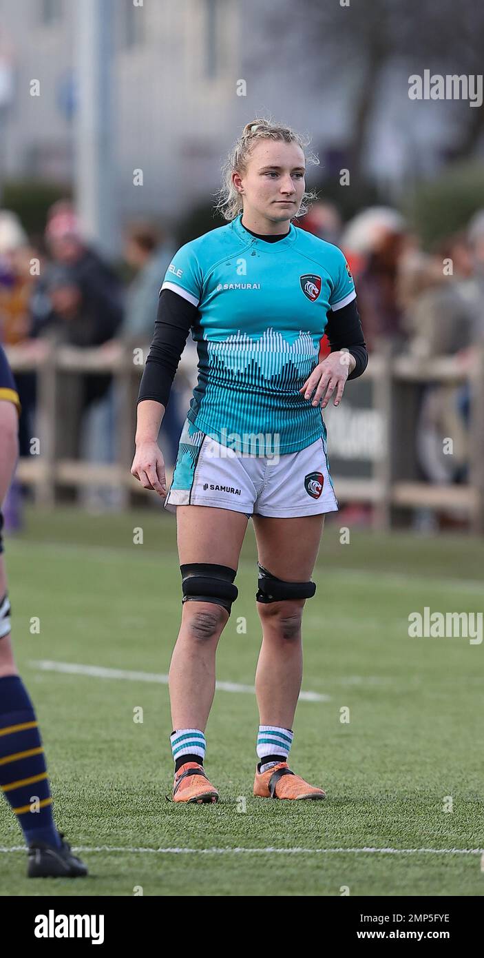 29.01.2023   Loughborough, England. Rugby Union.                   Morgan Richardson in action for Tigers during the match played between Leicester Tigers Ladies and Loughborough Ladies in the  RFC Women’s Championship North 1 at Loughborough University.  © Phil Hutchinson Stock Photo
