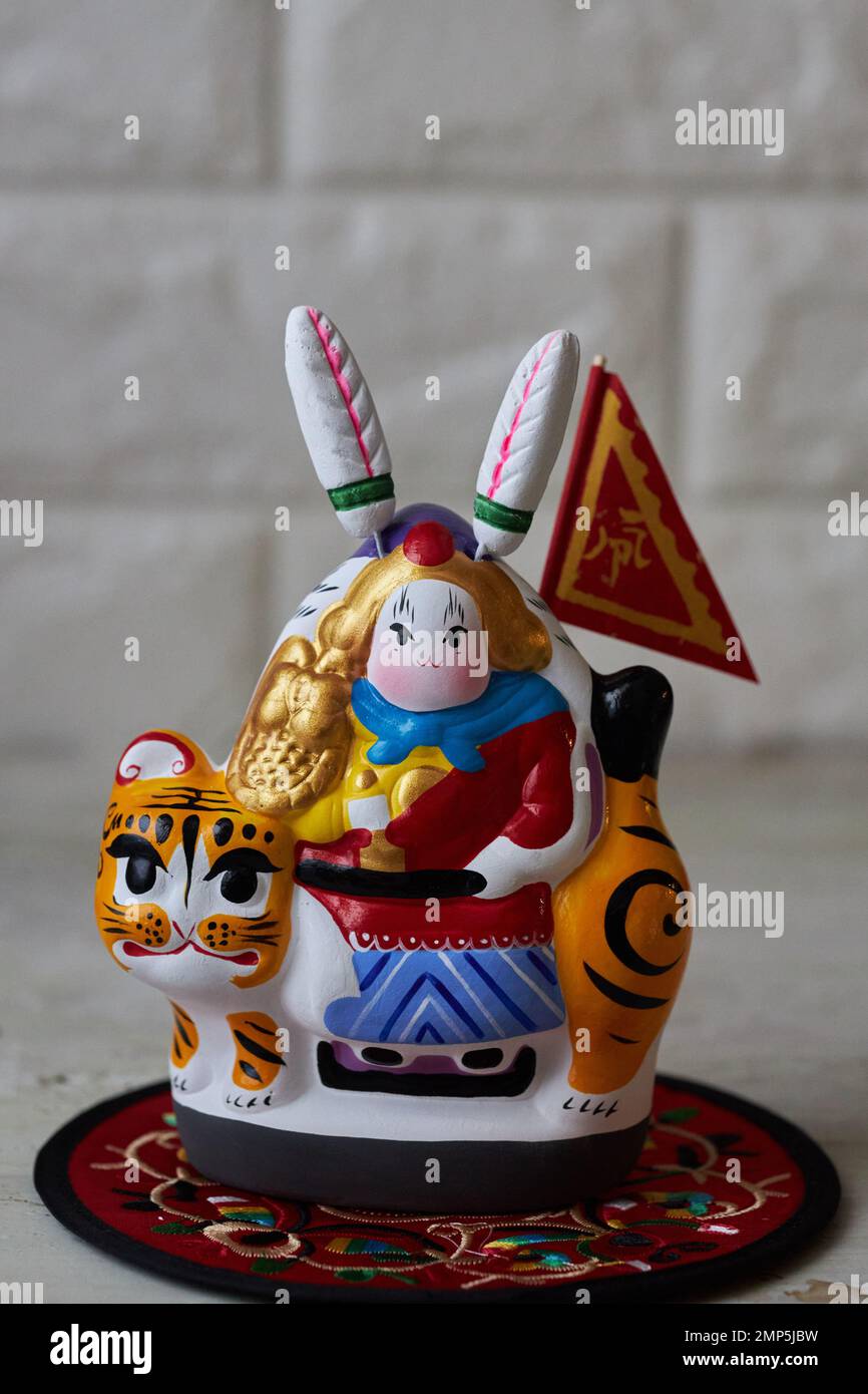 Chinese traditional handmade craftwork 'Tu'er Ye' or Rabbit God Stock Photo