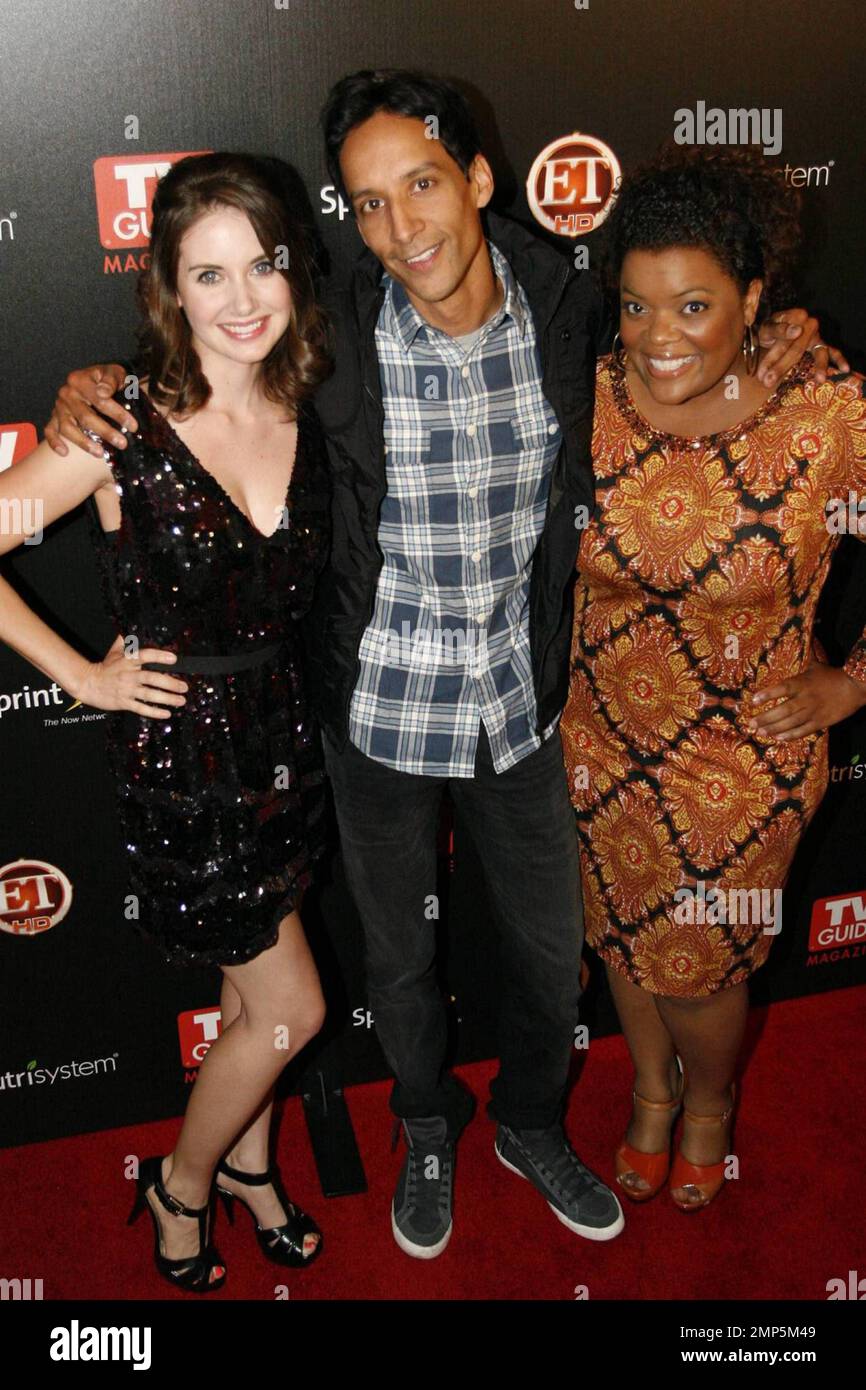 Alison Brie, Daniel Pudi, and Yvette Nicole Brown at the TV Guide Hot List  party at the SLS hotel in Los Angeles, CA. 11/10/09 Stock Photo - Alamy