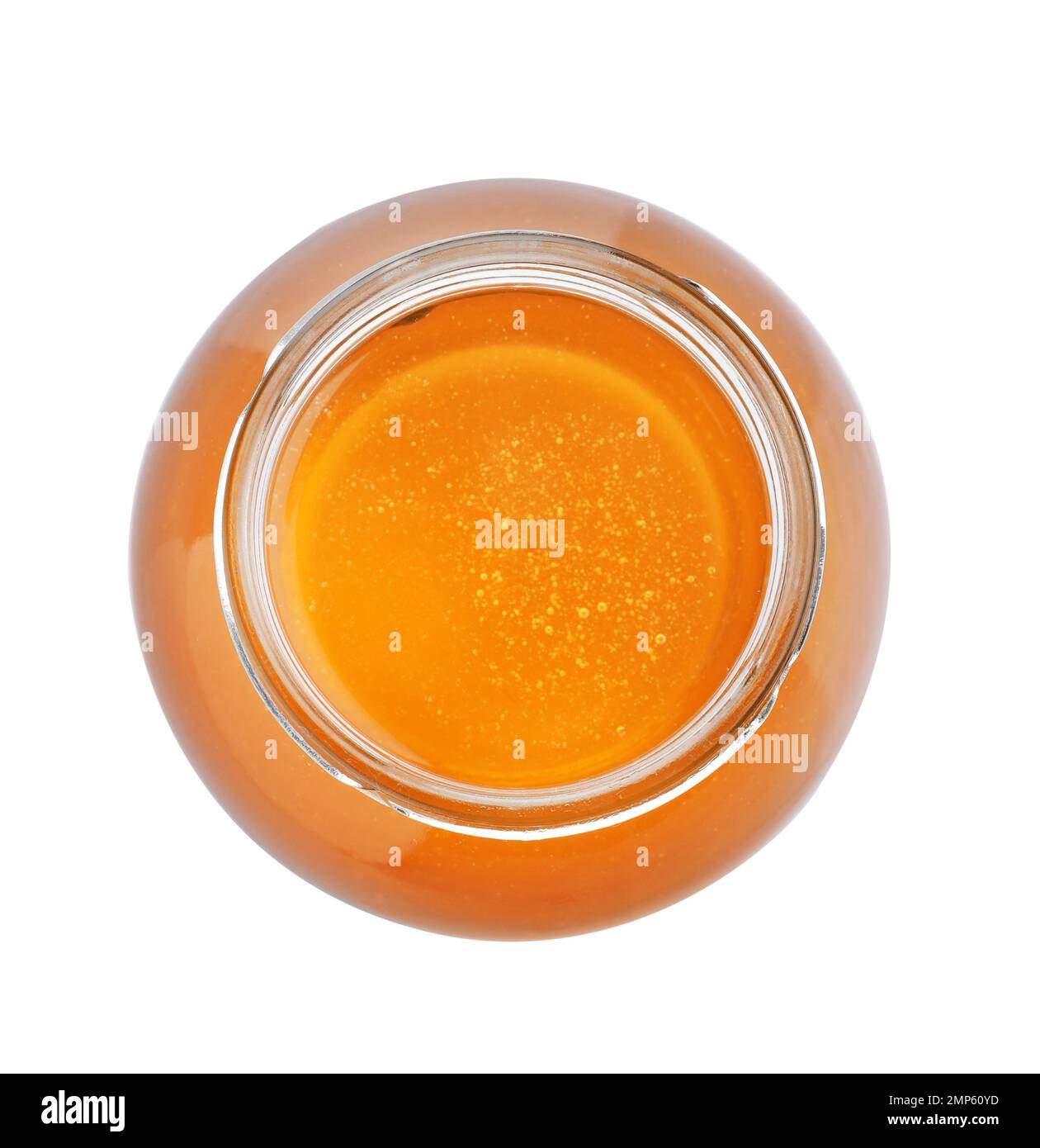 Jar of organic honey isolated on white, top view Stock Photo - Alamy