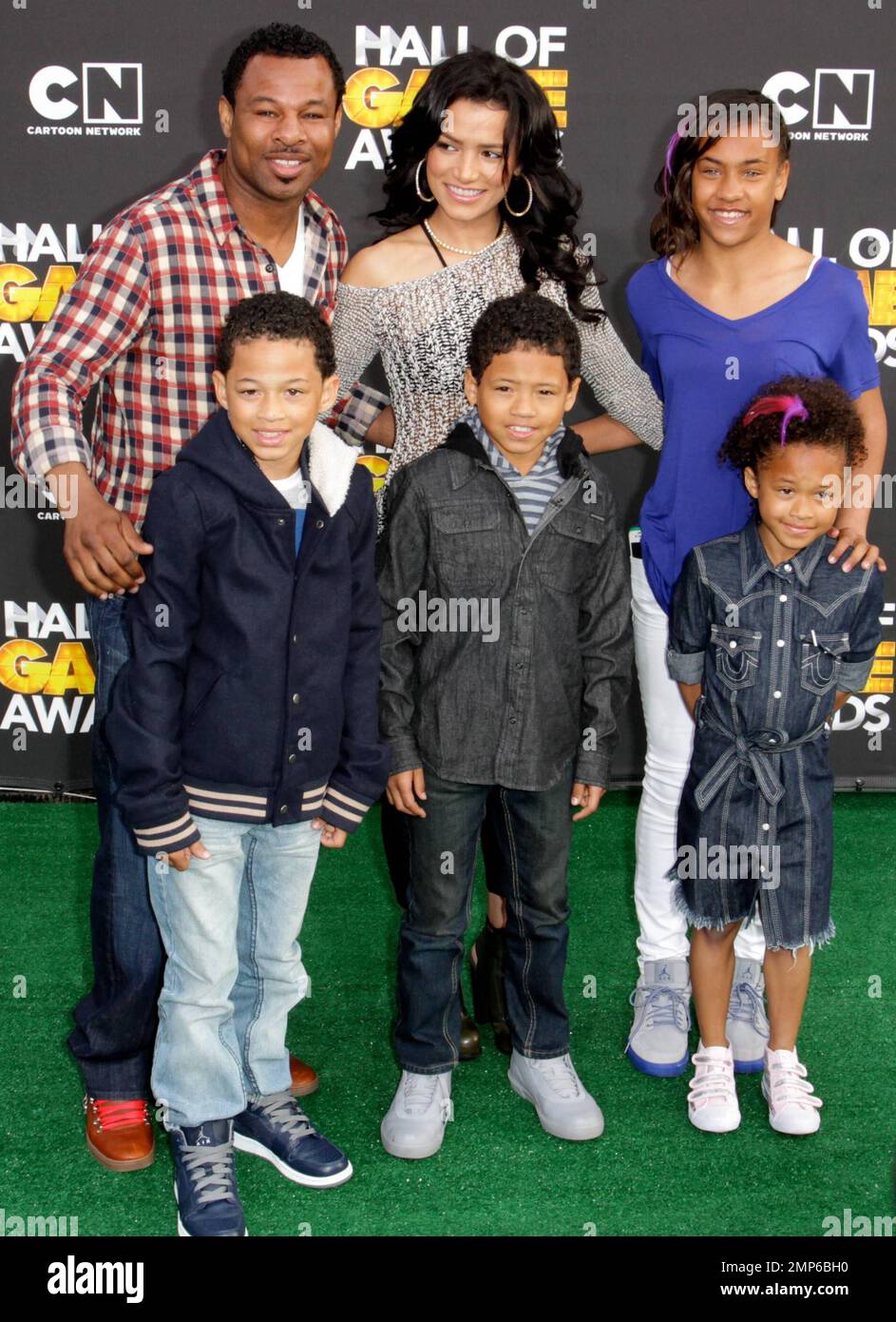 Sugar" Shane Mosley with Bella Gonzales and family arriving at the Cartoon  Network\