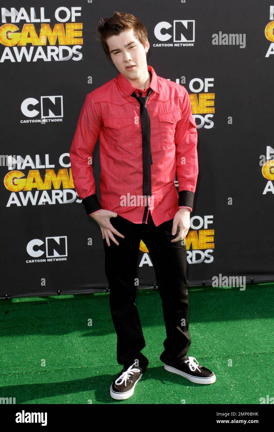 Actor Jeremy Shada arriving at the Cartoon Network's 'Hall Of Game Awards' in Santa Monica, CA. 18th February 2012. Stock Photo