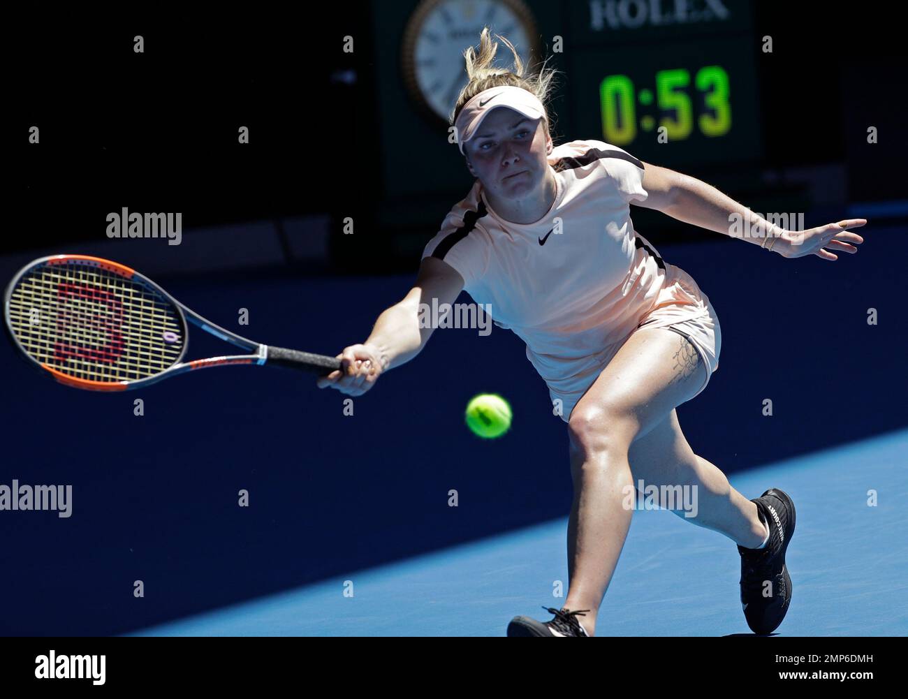 Ukraine's Elina Svitolina reaches for a forehand return to compatriot ...