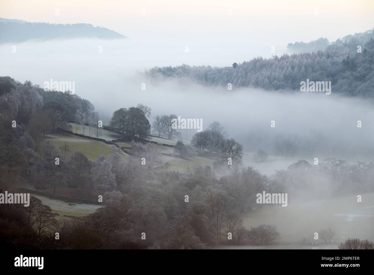 Cloud inversion in the Peak Distrrict Derbyshire England UK Stock Photo