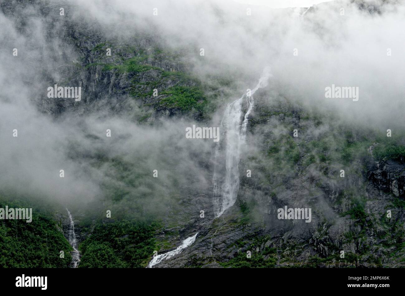 Travel destination Norway. Jostedalsbreen National Park - Waterfall - Europe travel destination Norway 12th of June 2012 Stock Photo