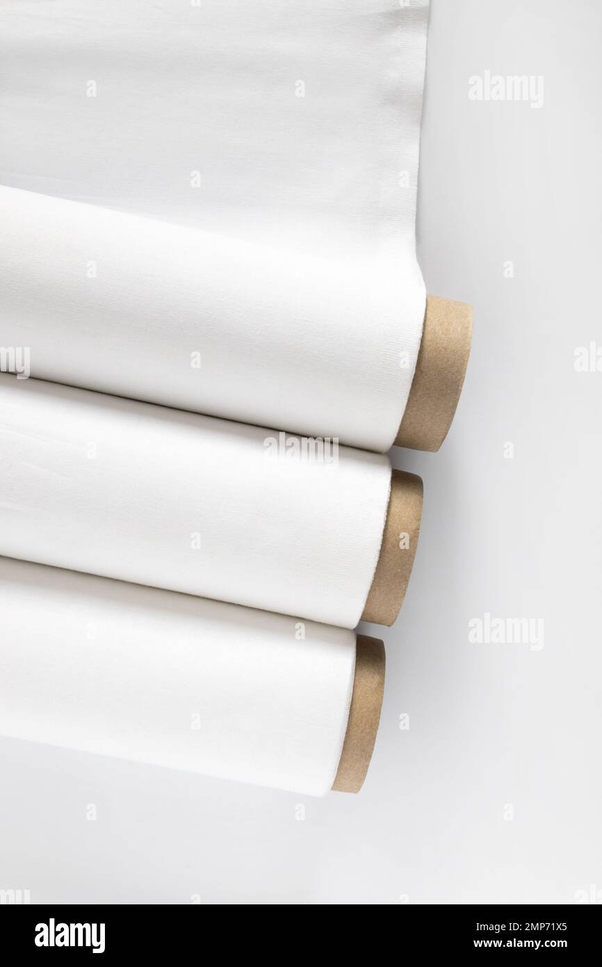 White cotton Fabric Rolls Mockup Stock Photo Alamy