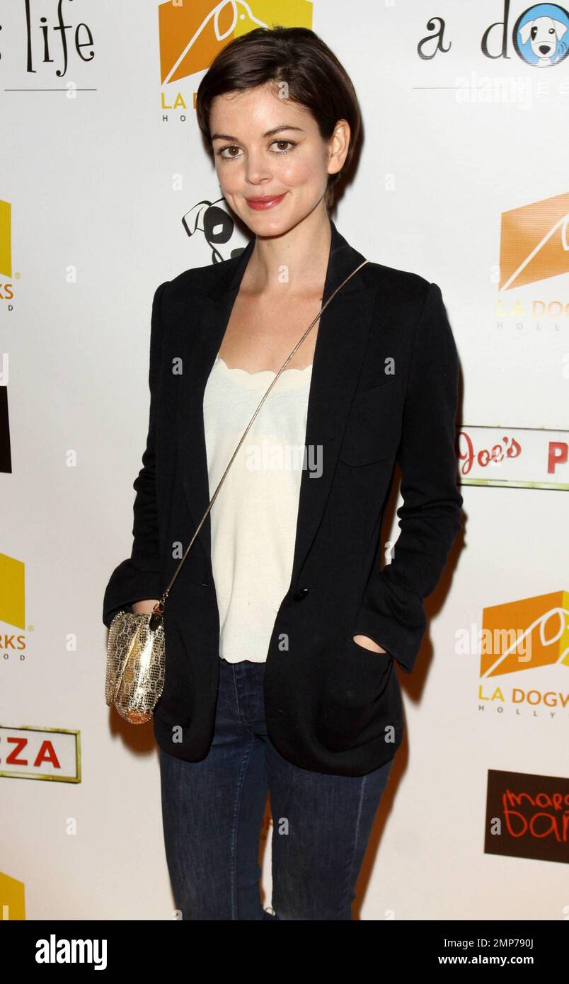 Nora Zehetner, who has appeared in "Mad Men" and "Grey's Anatomy" poses on  theange carpet during the second annual 'A Night of Emotion' fundraiser  benefiting A Dog's Life Rescue held at LA