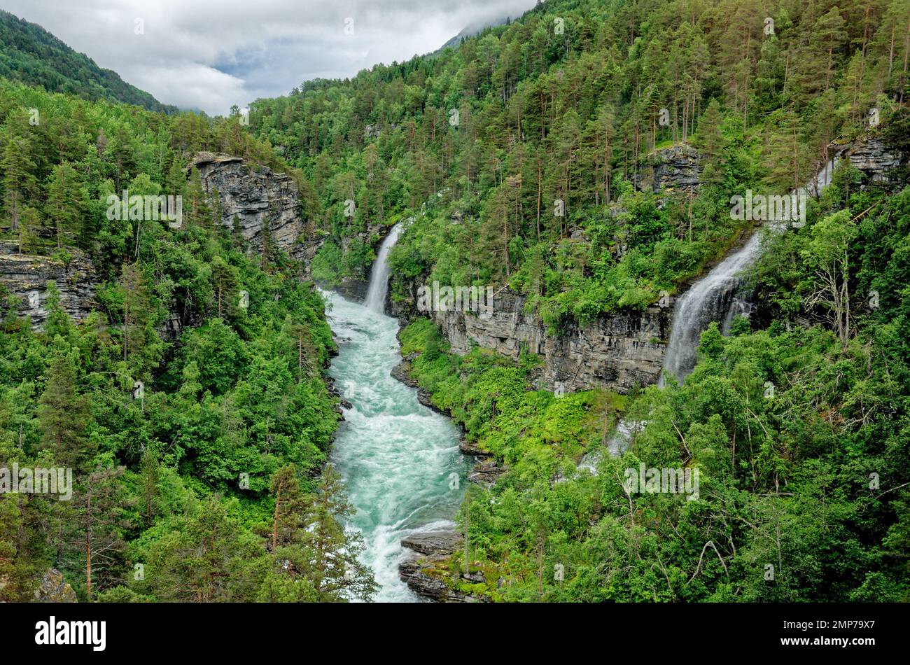 Travel destination Norway. Jostedalsbreen National Park - Waterfall - Europe travel destination Norway 12th of June 2012 Stock Photo