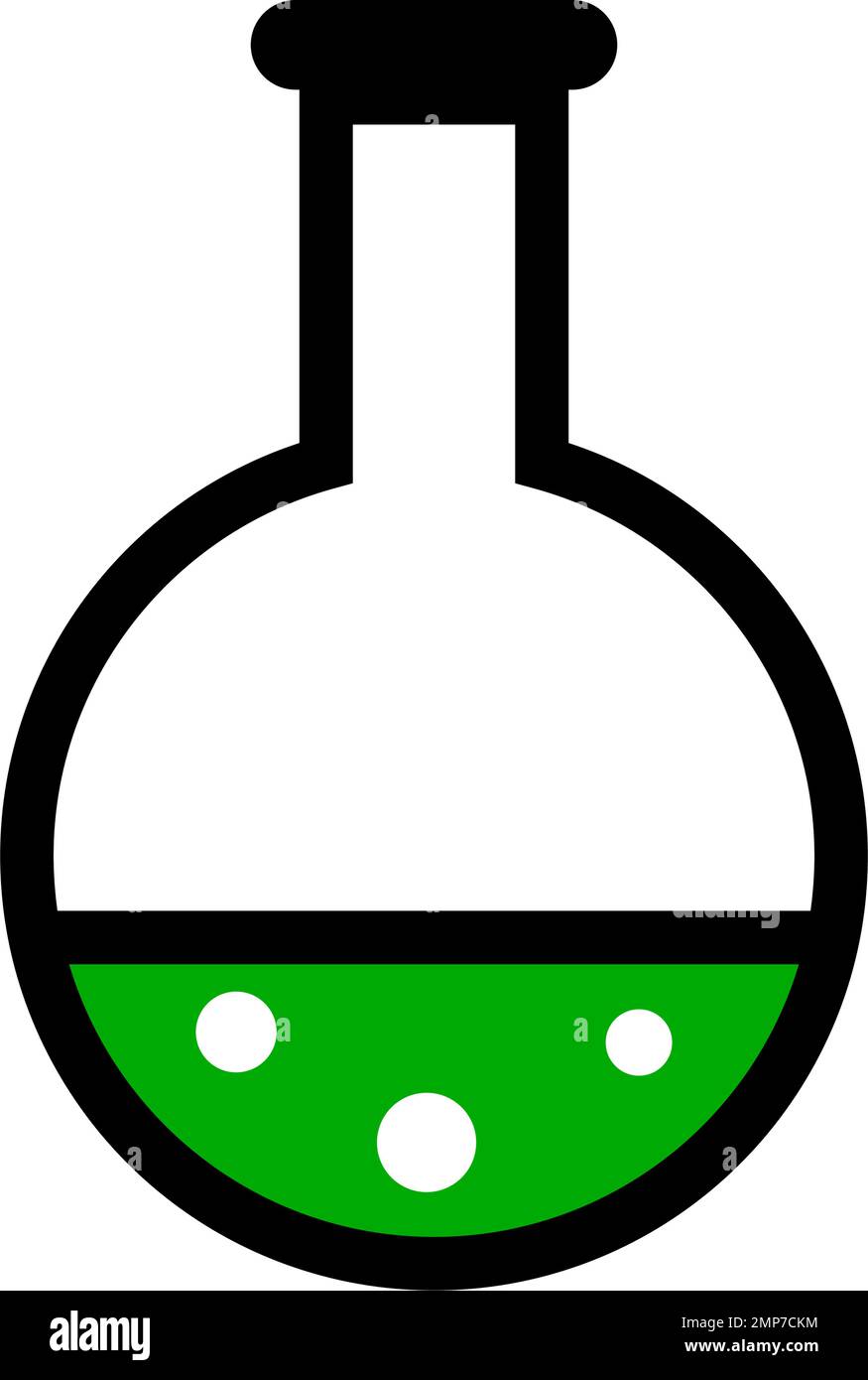 Flask with liquid. Chemistry lab logo. Editable vector. Stock Vector