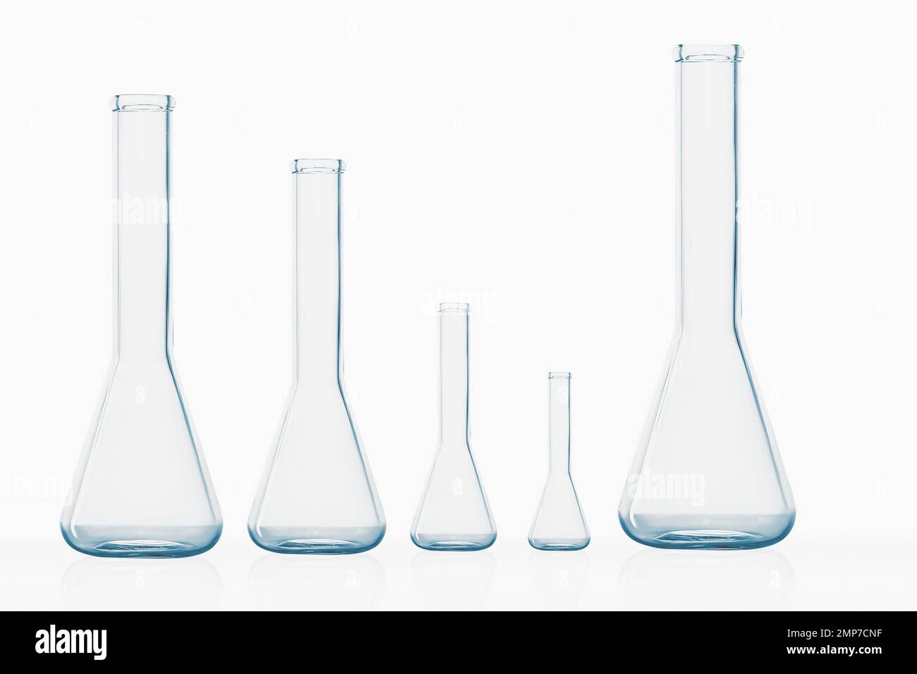 laboratory flasks, glass jars, laboratory, white background Stock Photo