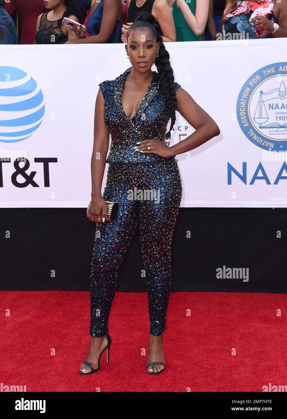 Ashley Blaine Featherson arrives at the 49th annual NAACP Image Awards