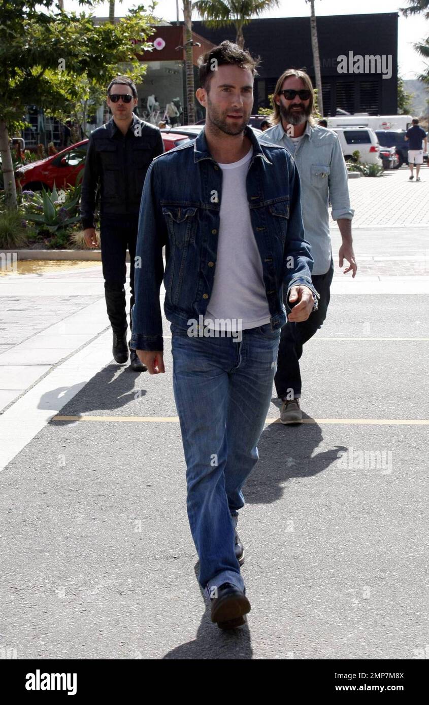 Maroon 5 singer Adam Levine arrives at Café Habana on his motorcycle