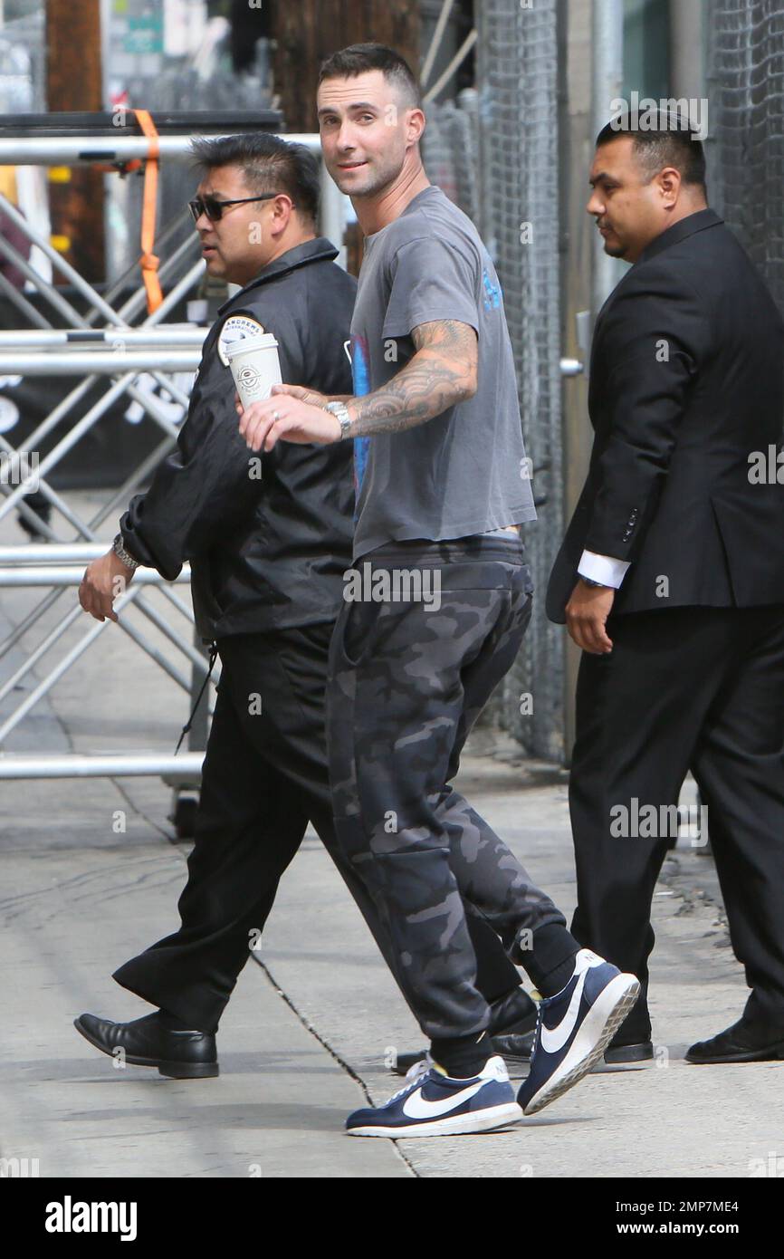 Adam Levine arrives to perform with Maroon 5 on Jimmy Kimmel Live. Los  Angeles, CA. 6th May 2015 Stock Photo - Alamy