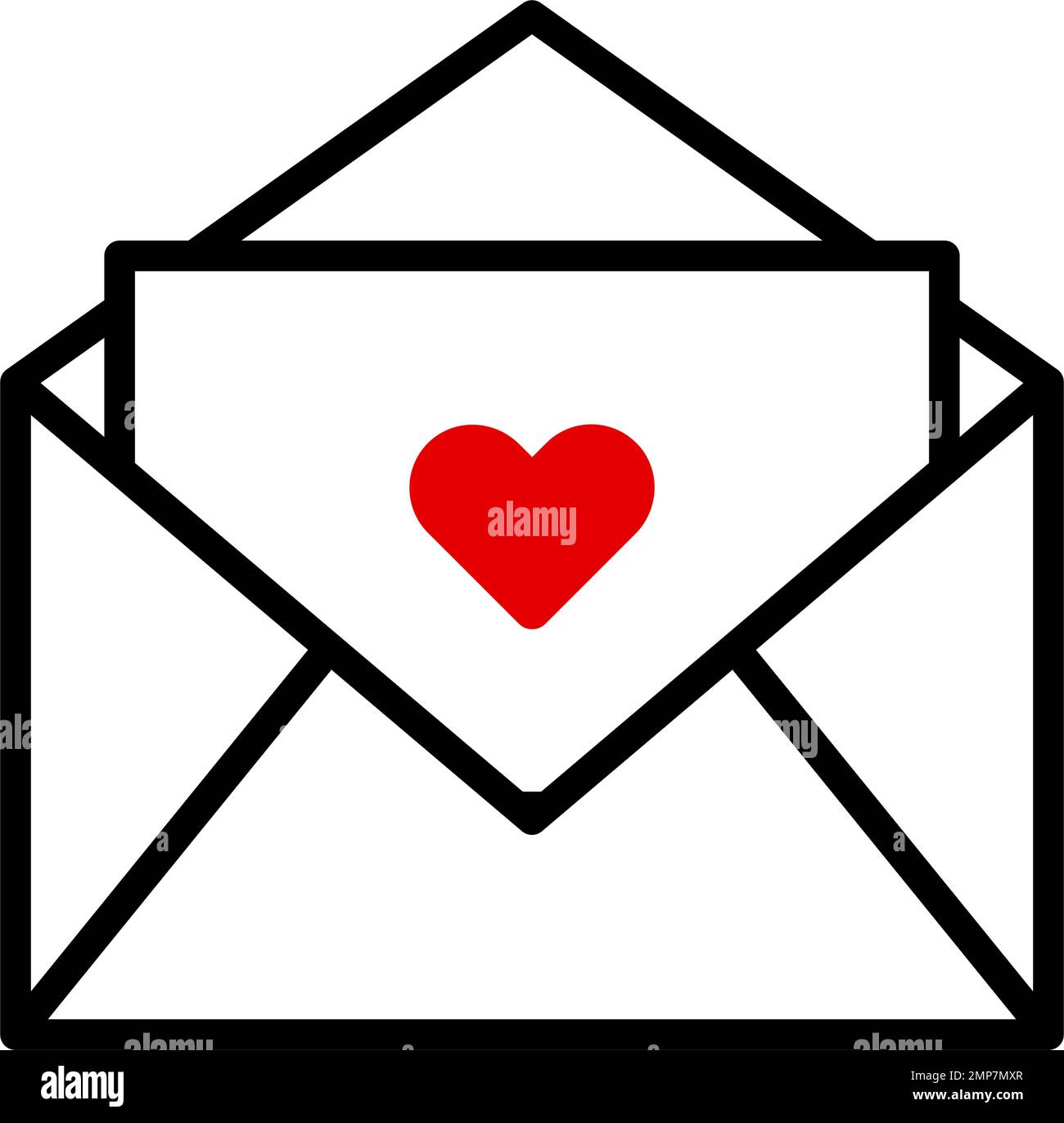 Simple love letter icon. Valentine's Day letter. Editable vector. Stock Vector