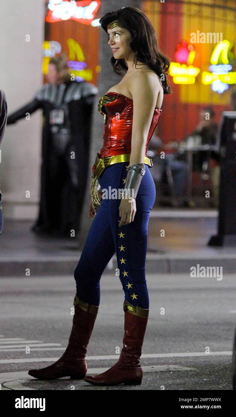 Adrianne Palicki films scenes for her new movie “Wonder Woman” on 