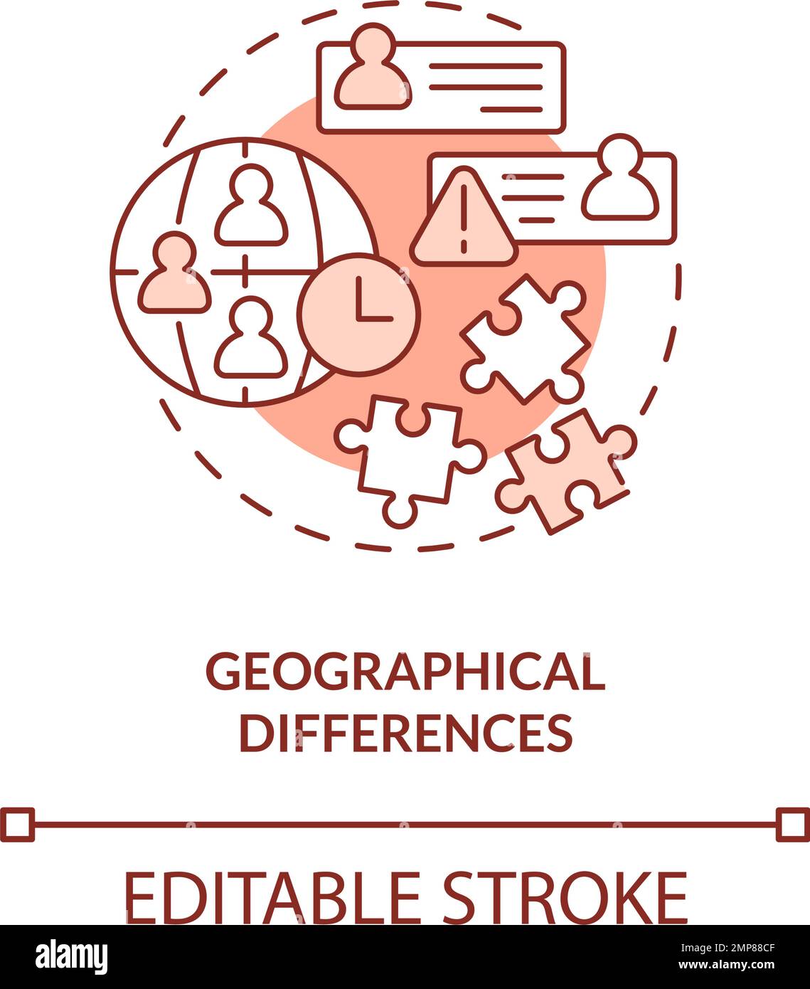 Geographical differences red concept icon Stock Vector