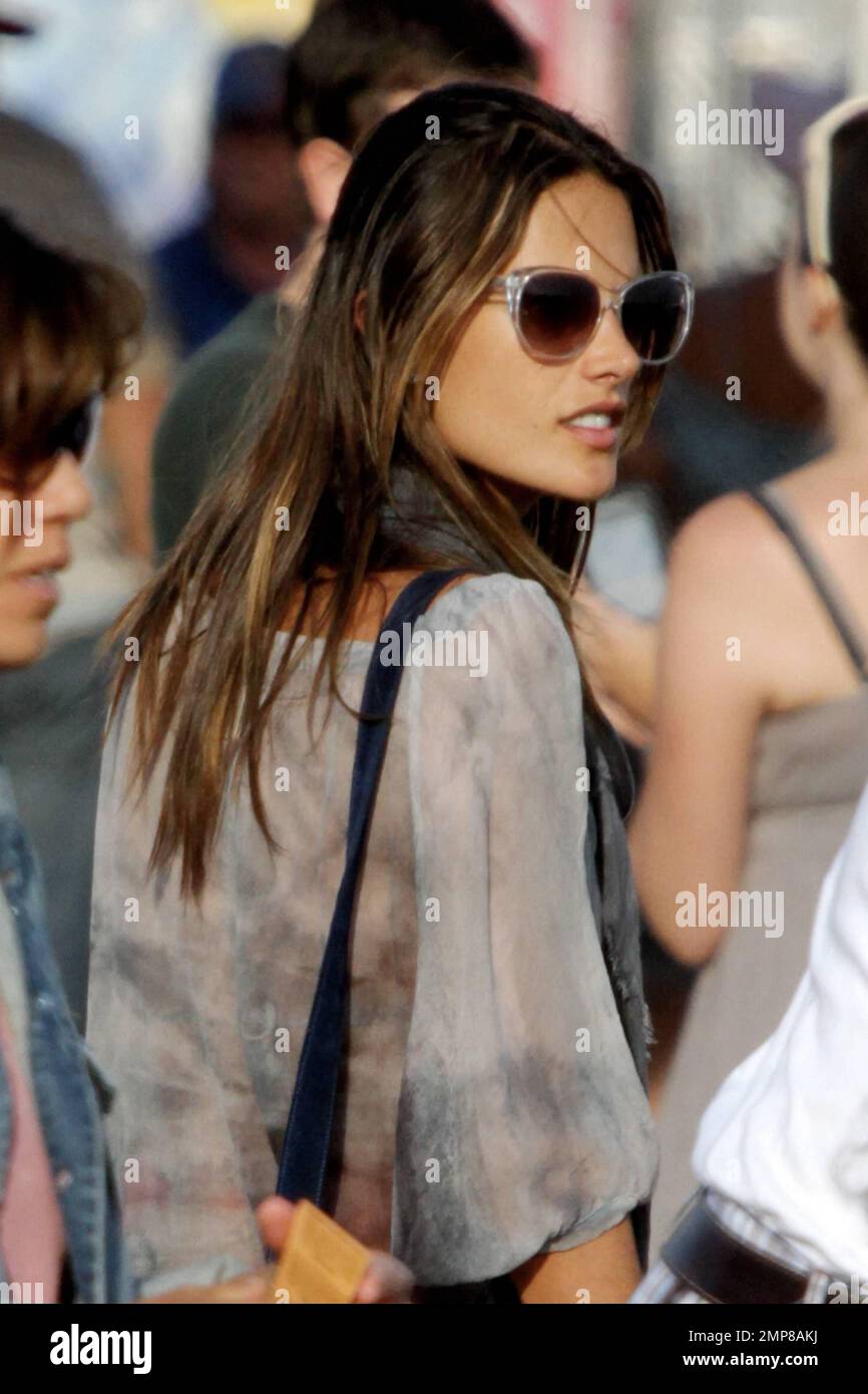 Victoria Secret model, Alessandra Ambrosio wearing a grey vest