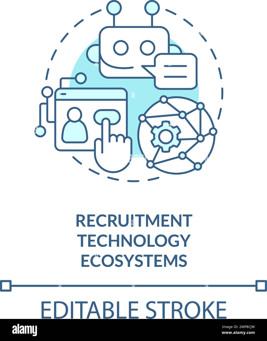 Recruitment technology ecosystems turquoise concept icon Stock Vector