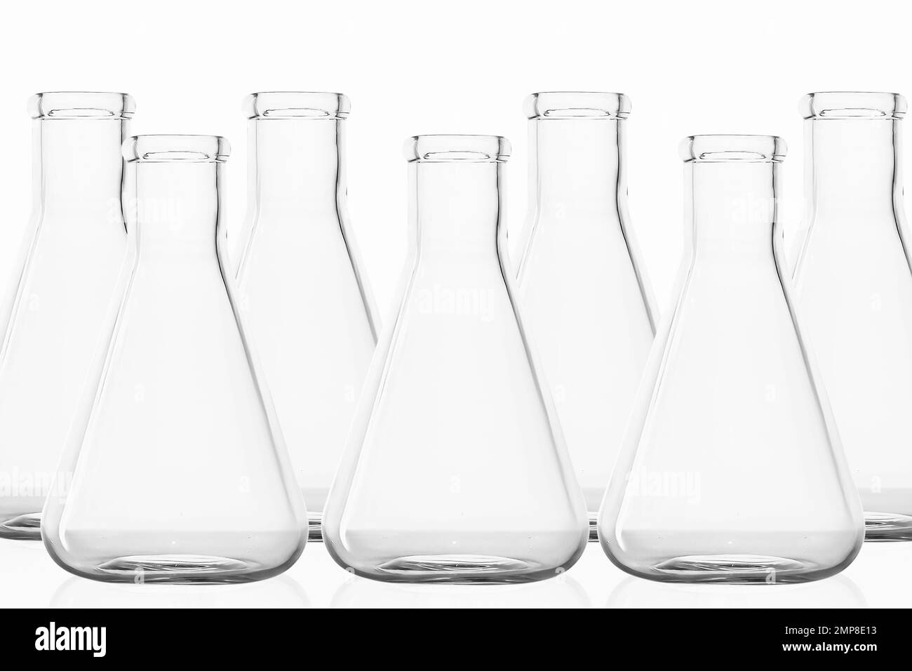 laboratory flasks, glass jars, laboratory, white background Stock Photo