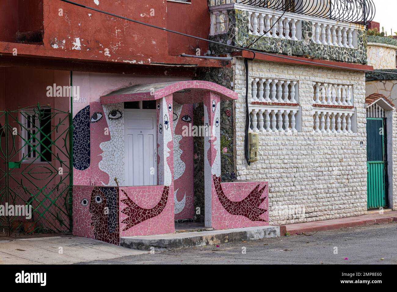 Tiled porch at Fusterlandia, Jaimanitas, Havana, Cuba Stock Photo