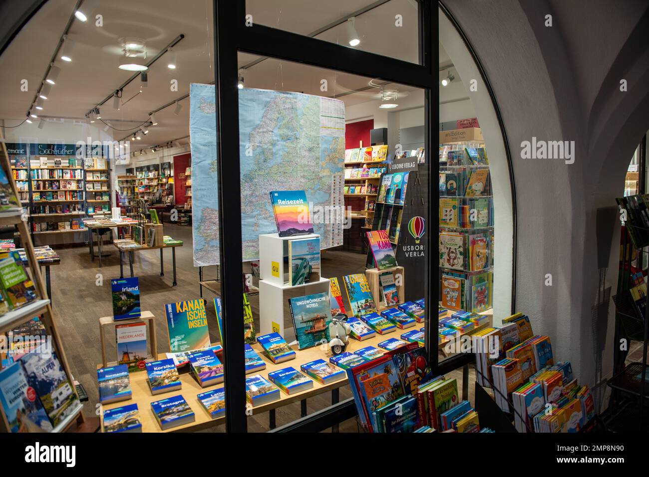 Muehldorf,Germany January 30, 2023View of bookstore window with
