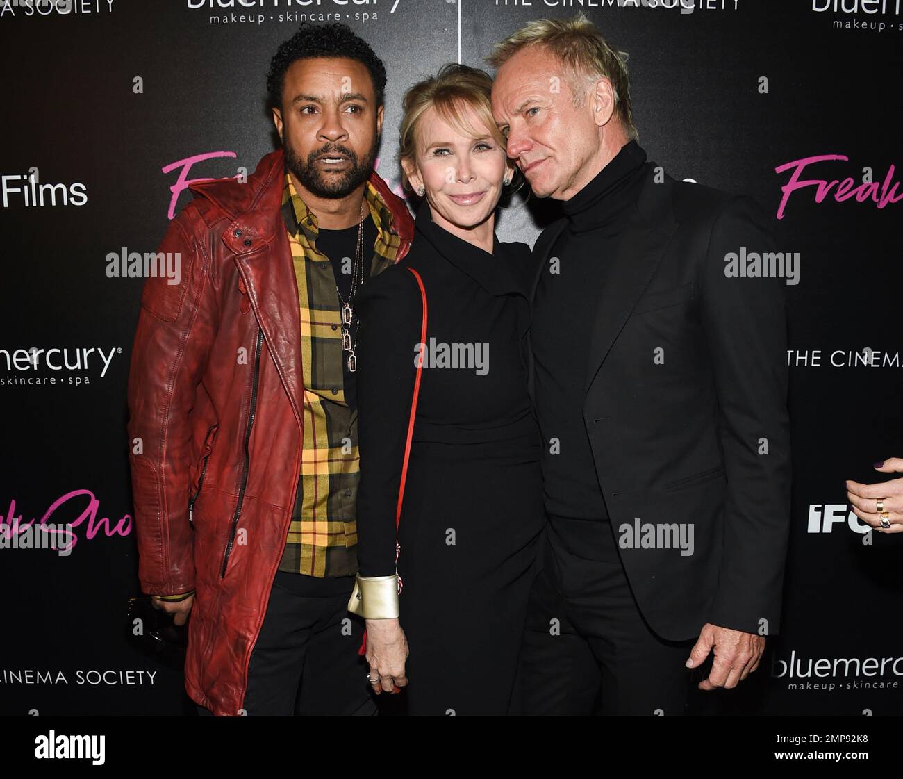 Singer Shaggy, left, director Trudie Styler and musician Sting attend