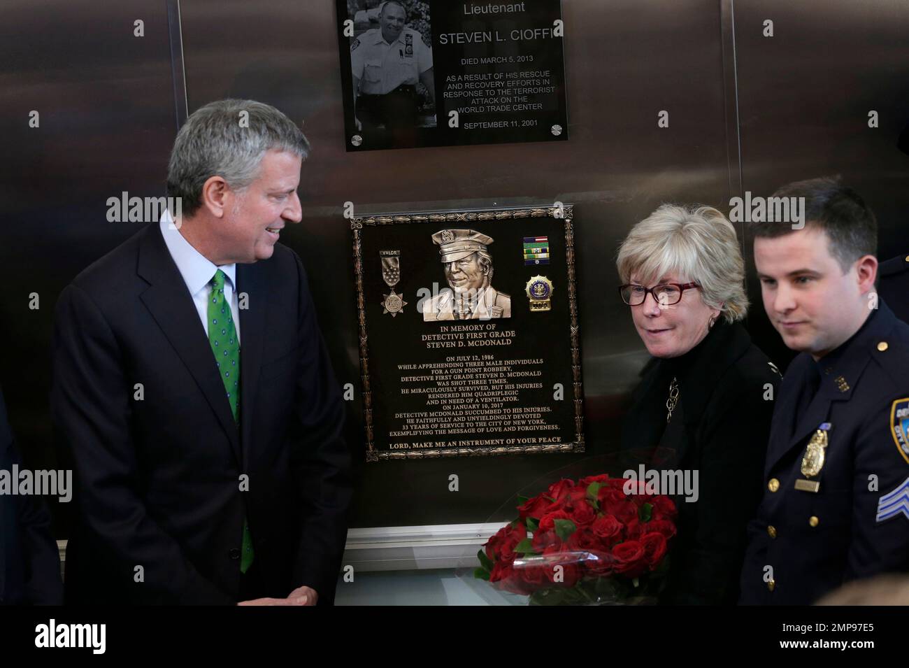 Patti Ann Mcdonald Widow Of Nypd Detective Steven Mcdonald Her Son P O Conor Mcdonald Right