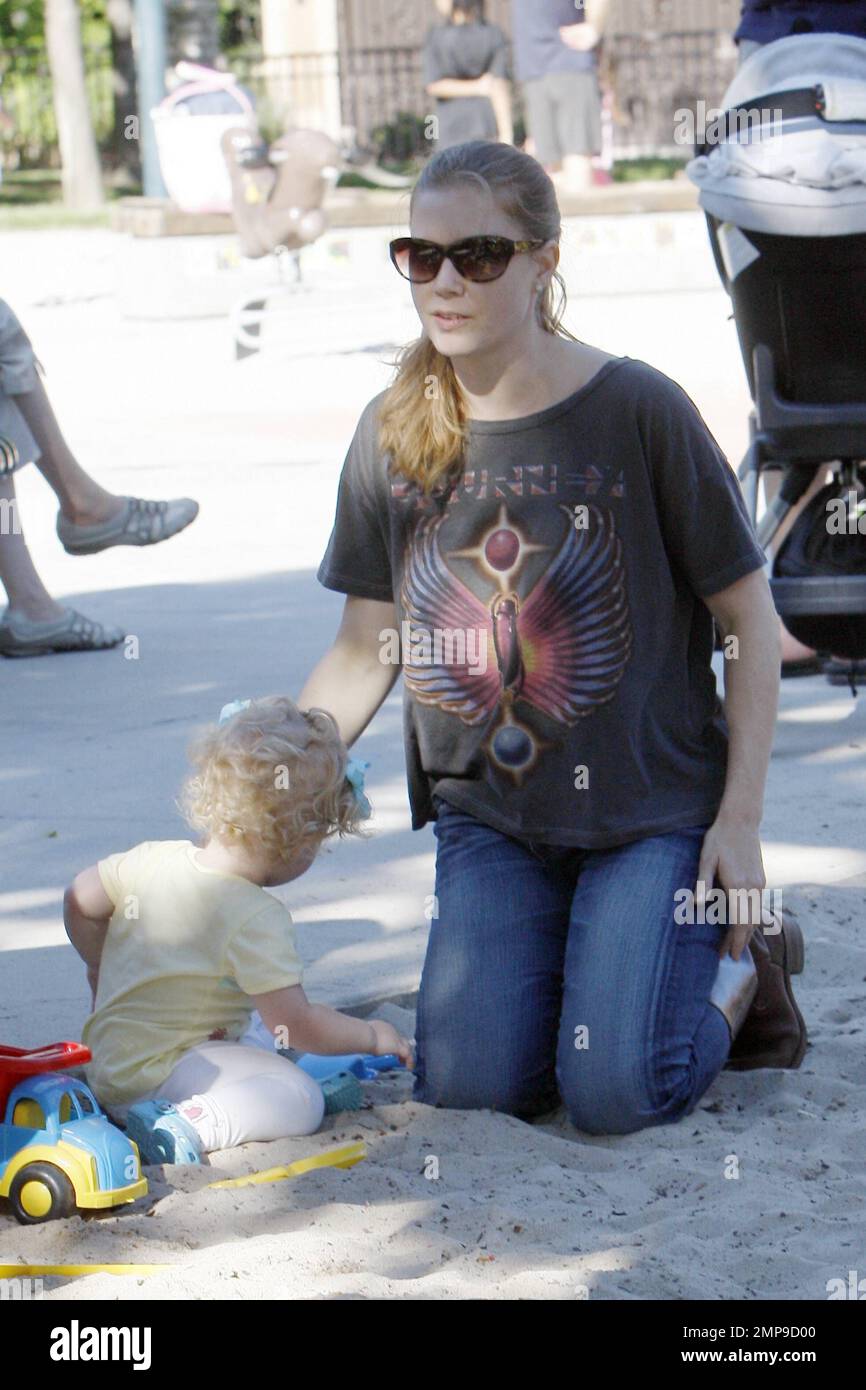American actress and singer Amy Adams and long time fiance Darren Le Gallo spend a family day together as they take adorable daughter Aviana Olea to the park in Beverly Hills.  Los Angeles, CA. 10th October 2011.   . Stock Photo