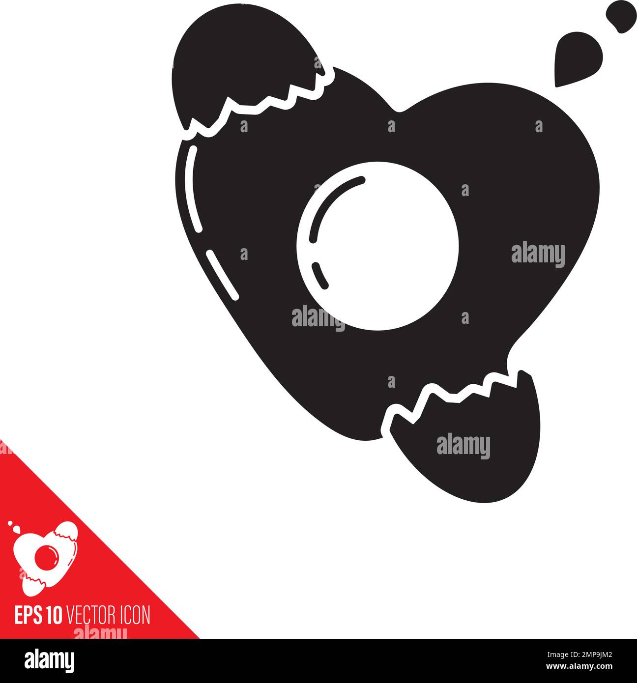 Broken egg in heart shape vector glyph icon Stock Vector