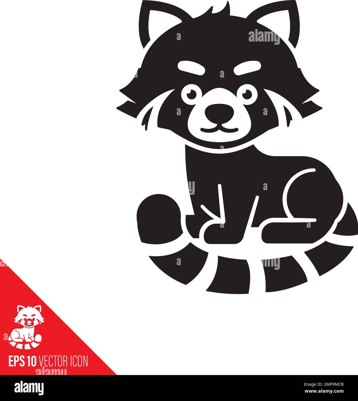 Cute red panda cartoon character vector glyph icon Stock Vector Image