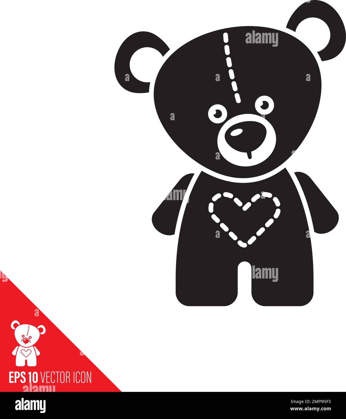 Cute teddy bear toy vector glyph icon. Childhood symbol. Stock Vector