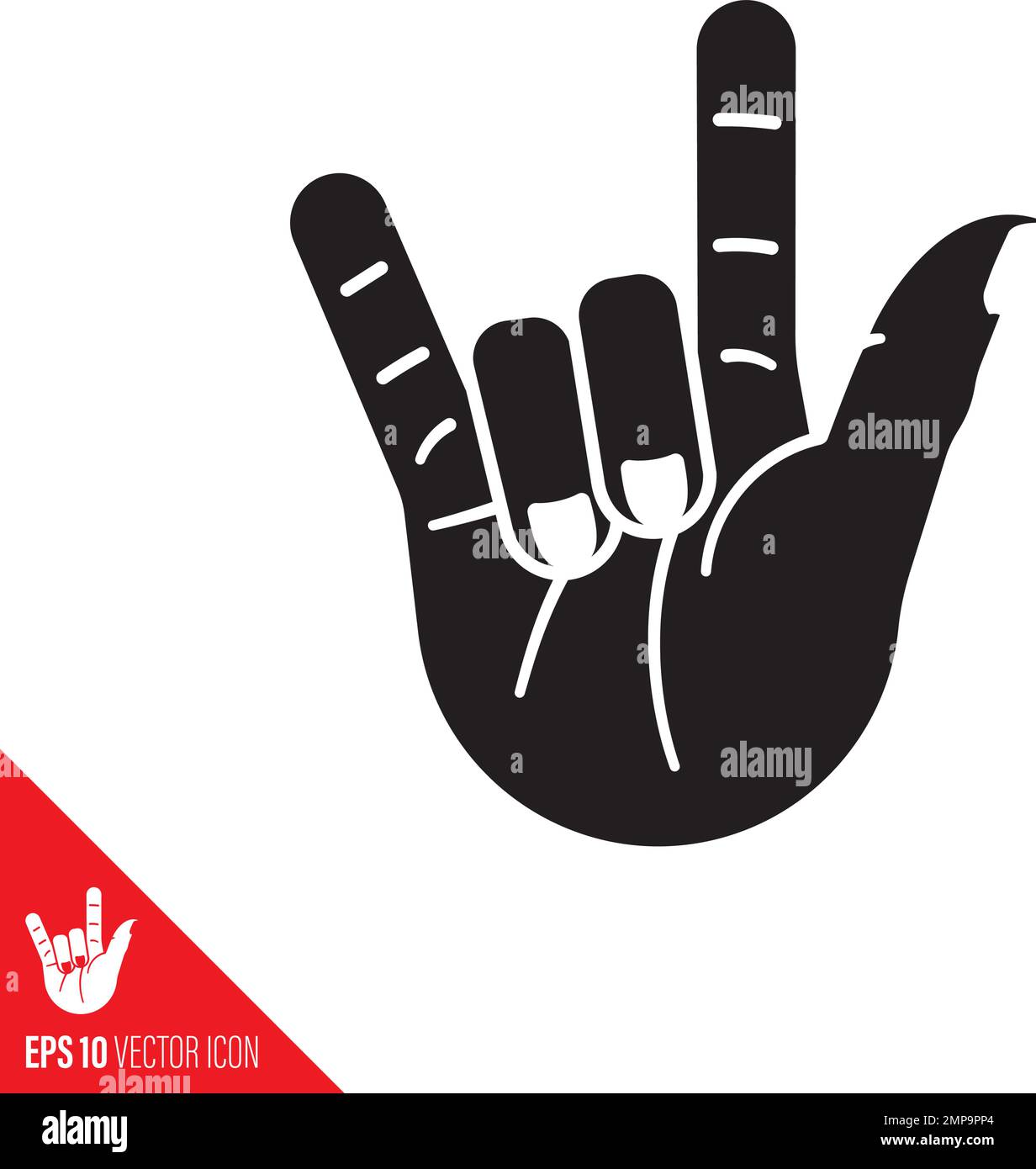 Hand sign meaning I love you vector glyph icon. Stock Vector