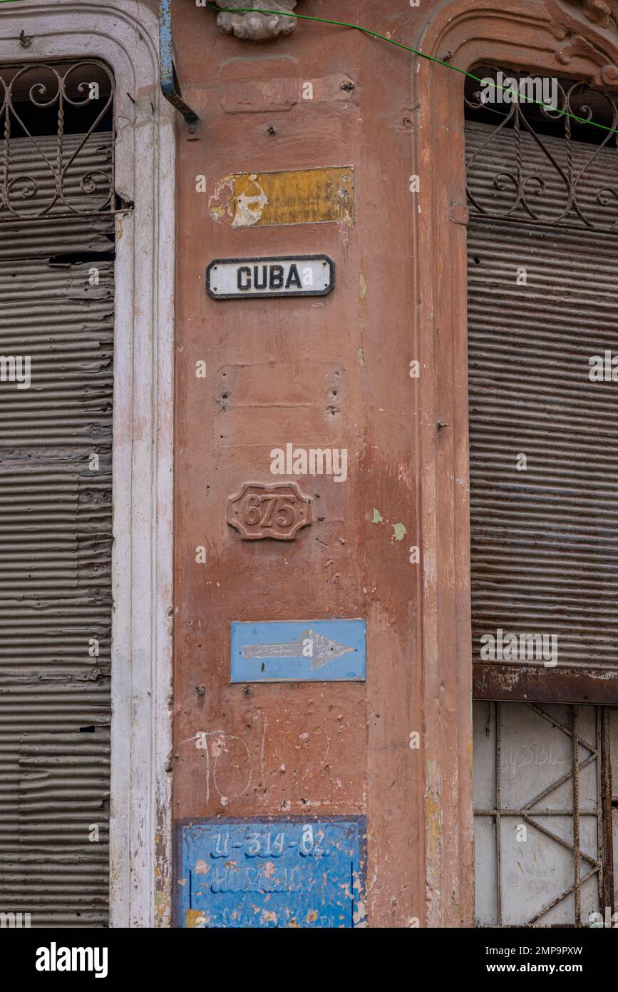 Cuba street sign, Old Havana, Havana, Cuba Stock Photo