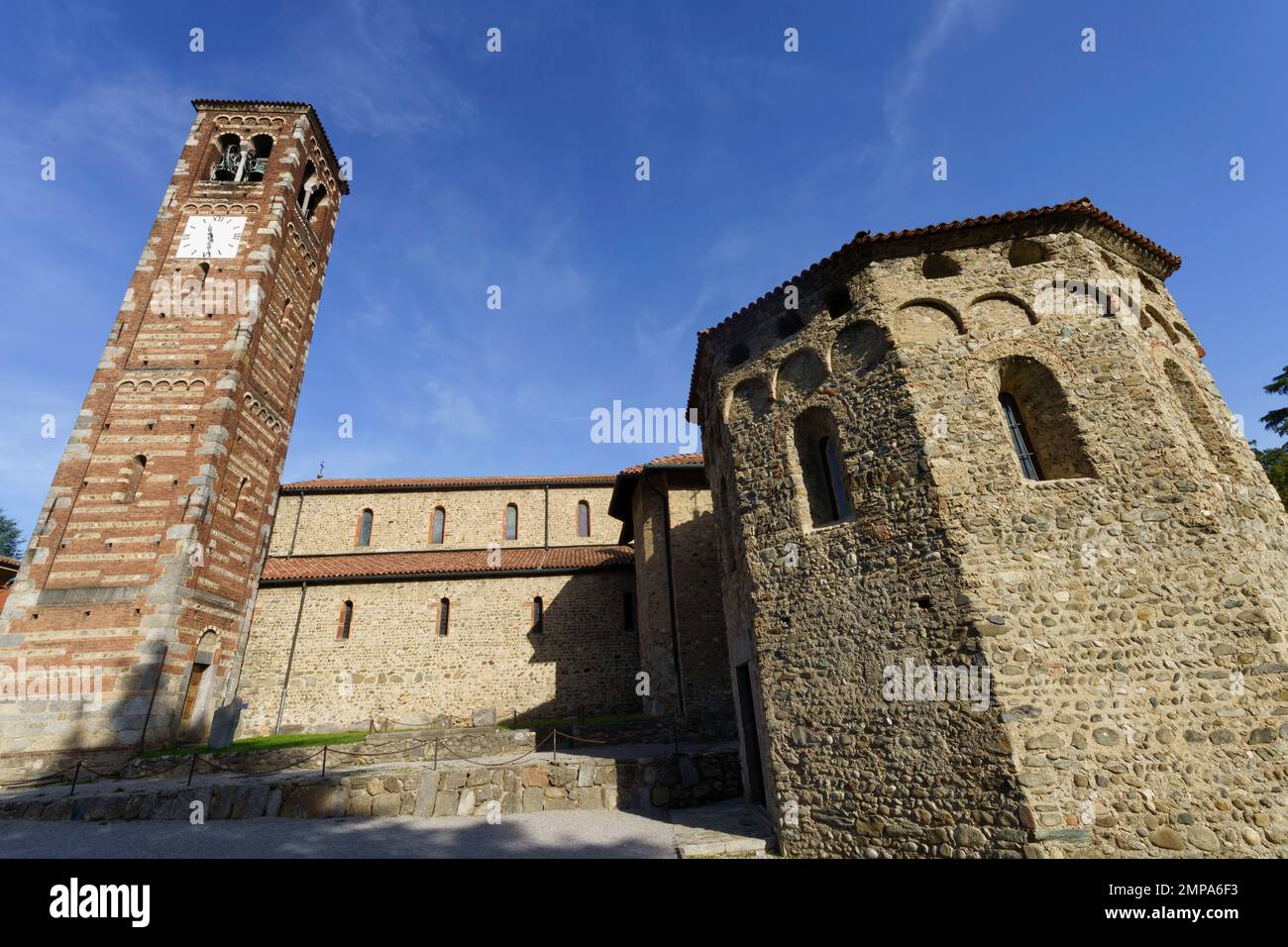 Agliate, Monza e Brianza province, Lombardy, Italy: medieval church of SS. Pietro e Paolo Stock Photo