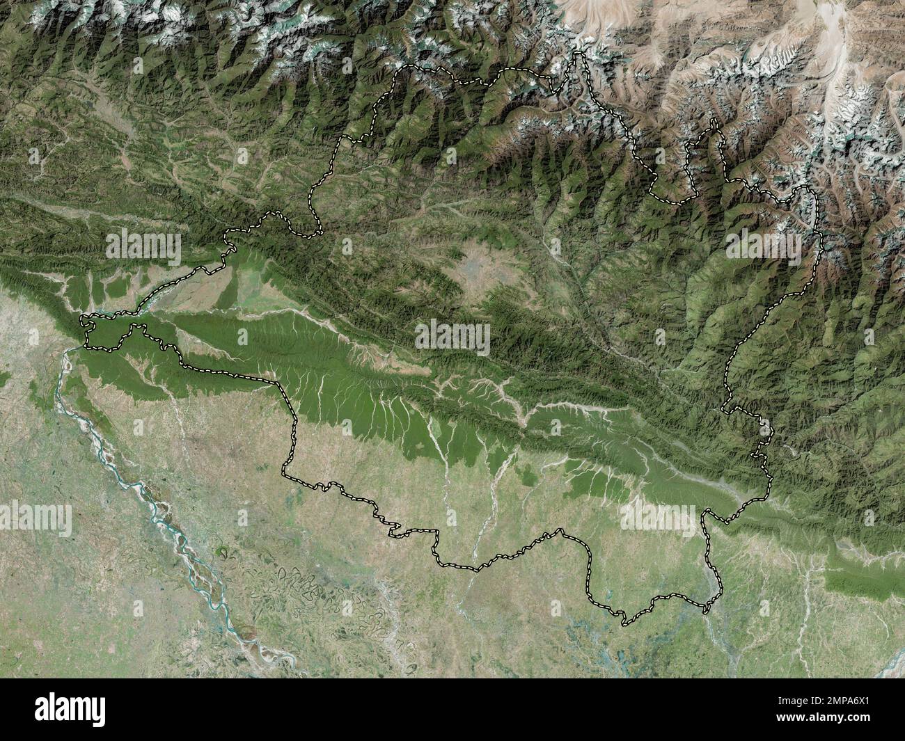 Central, development region of Nepal. High resolution satellite map Stock Photo